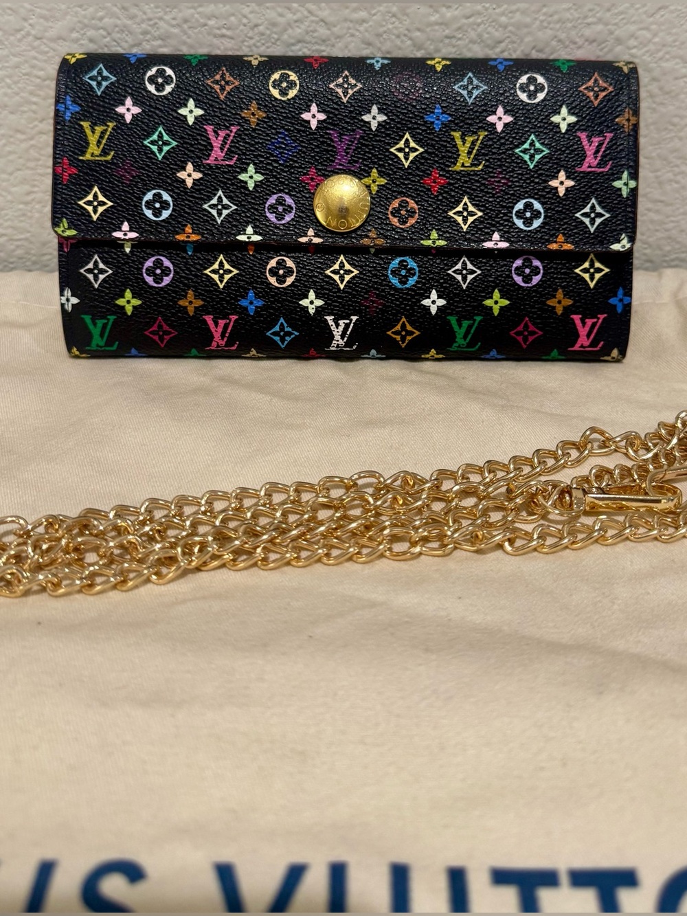 Louis Vuitton Black Murakami Sarah Wallet